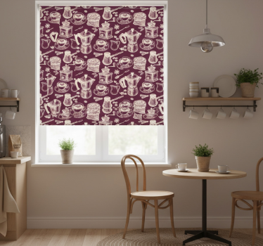 Kitchen blind with coffee motif pattern - TenStickers