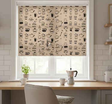 Kitchen blind with coffee pattern design - TenStickers