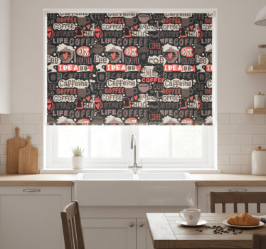 Kitchen blind with coffee typography pattern - TenStickers
