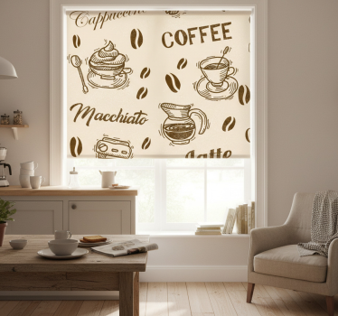 Kitchen blind with coffee varieties design - TenStickers