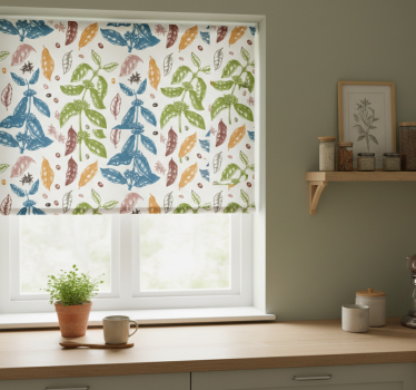 Kitchen blind with colorful coffee plant pattern - TenStickers