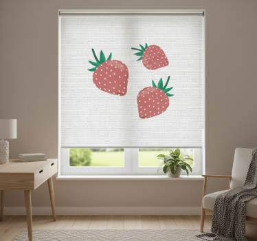 Kitchen blind with colorful handwritten strawberry pattern - TenStickers