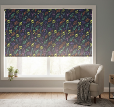 Kitchen blind with colorful mushrooms pattern - TenStickers