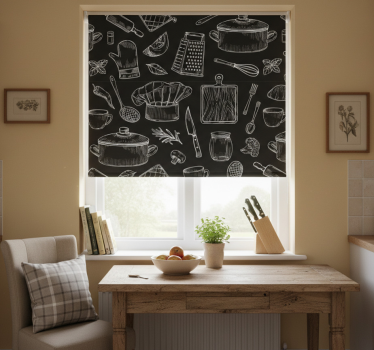 Kitchen blind with culinary tool illustrations - TenStickers