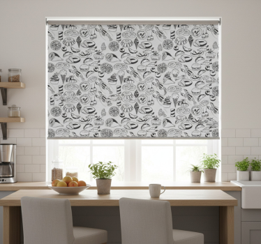 Kitchen blind with food doodles pattern - TenStickers