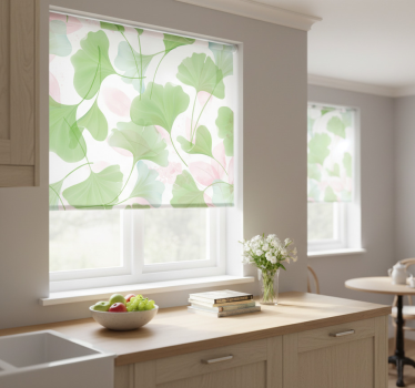 Kitchen blind with glamour watercolor ginkgo leaves - TenStickers