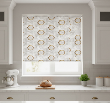 Kitchen blind with grand gold marble hexagons - TenStickers