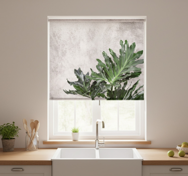 Kitchen blind with green leaves on concrete background - TenStickers