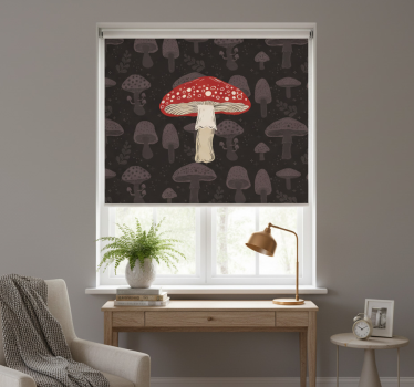 Kitchen blind with hand-drawn original mushroom design - TenStickers