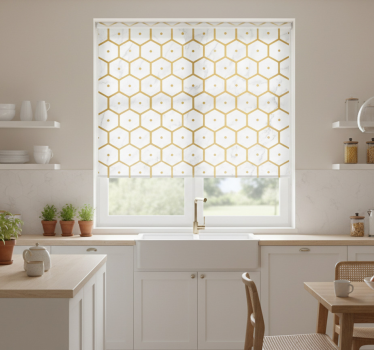 Kitchen blind with hexagonal gold marble pattern - TenStickers