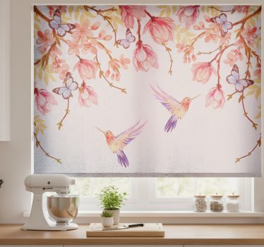 Kitchen blind with magnolia and birds design - TenStickers