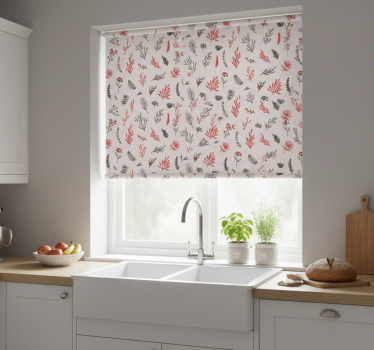 Kitchen blind with pink botanical design - TenStickers