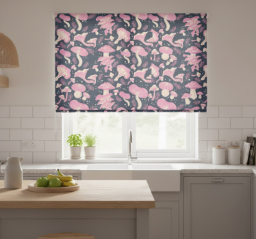 Kitchen blind with pink mushroom seamless pattern - TenStickers