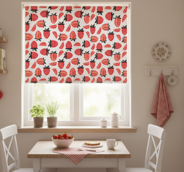 Kitchen blind with realistic red strawberry pattern - TenStickers