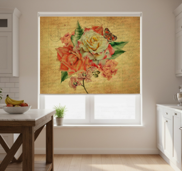 Kitchen blind with rose, butterfly, and writings - TenStickers