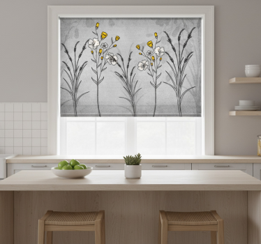 Kitchen blind with scandinavian grey plant design - TenStickers