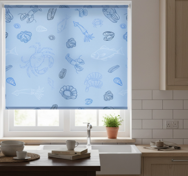 Kitchen blind with seafood design - TenStickers