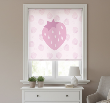 Kitchen blind with strawberries pattern on pink - TenStickers