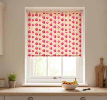 Kitchen blind with strawberry pattern on beige - TenStickers
