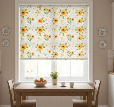 Kitchen blind with sunflower watercolor pattern - TenStickers