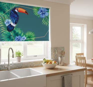 Kitchen blind with toucan tropical leaves design - TenStickers