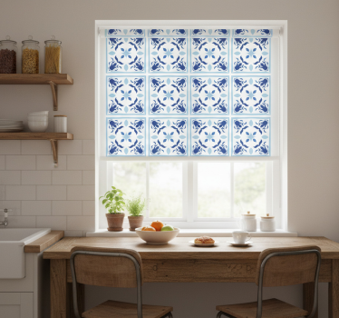 Kitchen blind with typical portuguese tile flowers - TenStickers
