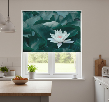 Kitchen blind zen white lotus flower - TenStickers