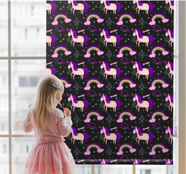 Childrens blind pink unicorns and arches - TenStickers