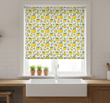 Lemons and cream flowers kitchen blind - TenStickers