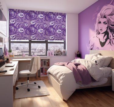 Lilac graffiti with skulls Teen blind - TenStickers