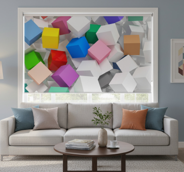 Living room blind 3d colorful cube wall mural - TenStickers