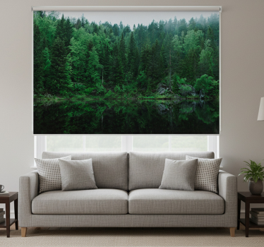 Living room blind a forest by the lake - TenStickers
