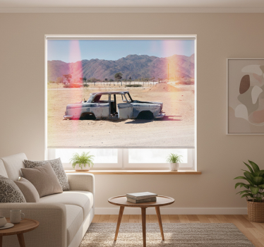 Living room blind abandoned car in desert - TenStickers