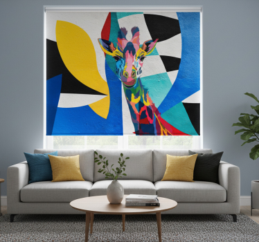 Living room blind abstract colorful giraffe - TenStickers