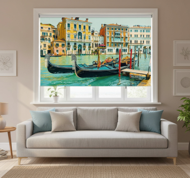 Living room blind aquarella venecia's canals - TenStickers