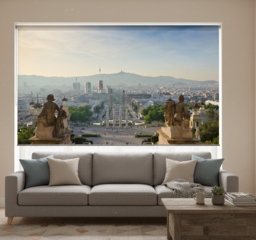 Living room blind barcelona montjuic fountain mural - TenStickers