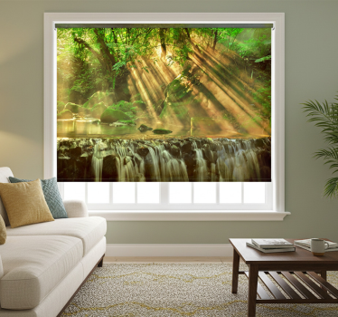 Living room blind beautiful forest small waterfall - TenStickers