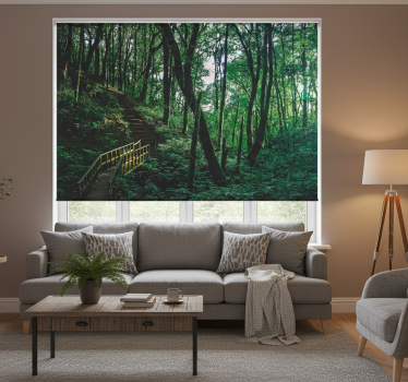 Living room blind beautiful green tree landscape - TenStickers
