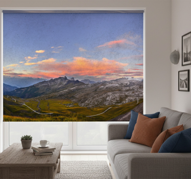 Living room blind beautiful sunset in the mountains - TenStickers