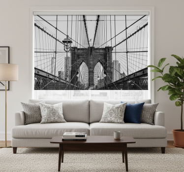 Living room blind black and white brooklyn bridge - TenStickers