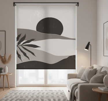 Living room blind black and white desert sunset - TenStickers