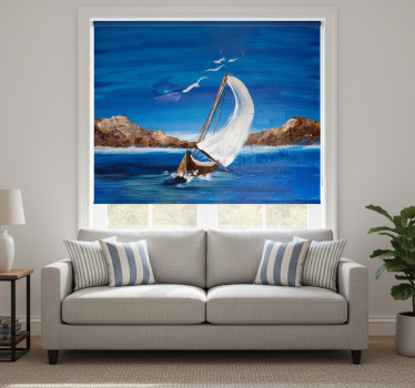 Living room blind canvas sailboats design - TenStickers