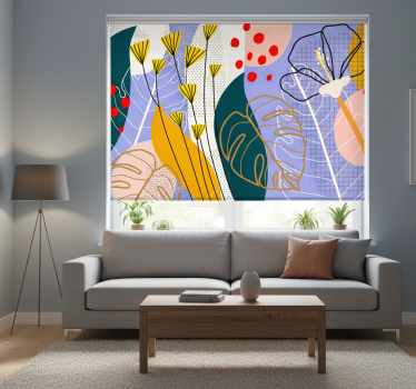 Living room blind colorful flower abstract - TenStickers