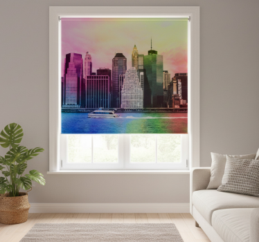 Living room blind colorful manhattan skylines - TenStickers