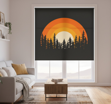 Living room blind dark forest sunrise - TenStickers