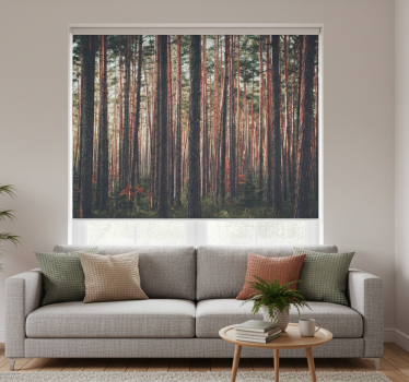 Living room blind deep forest trees landscape - TenStickers