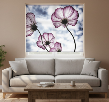 Living room blind elegant purple cosmos flower design - TenStickers