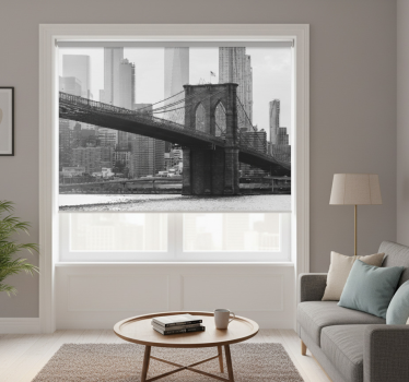 Living room blind featuring black and white brooklyn bridge - TenStickers