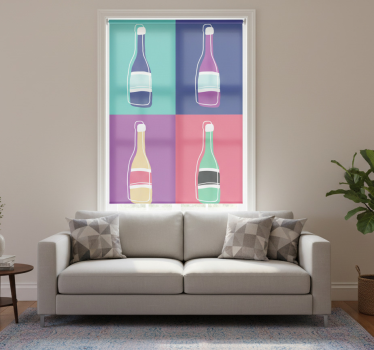 Living room blind featuring pop art champagne bottles - TenStickers