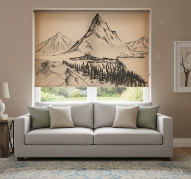 Living room blind forest etching design - TenStickers